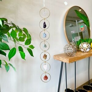 7 Chakra Crystal Hanging, Raw Stones, Healing Crystals, Amethyst Boho Decor